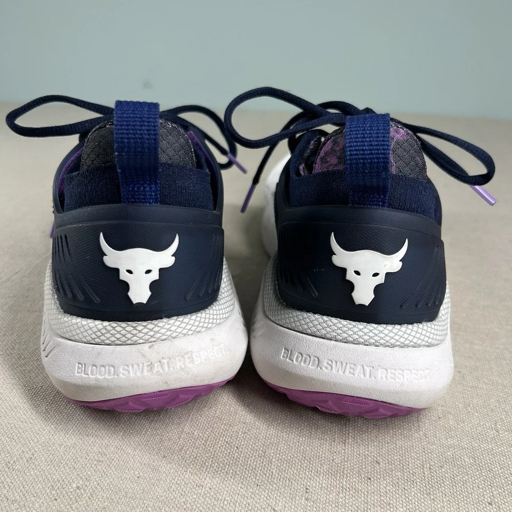 Size 9 - Under Armour Project Rock 5 Disrupt White Midnight Navy W